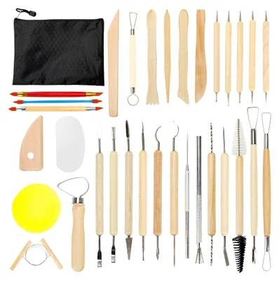 Produktbild von Töpferwerkzeug Set 32 - Modellierwerkzeuge für Ton, geeignet für Anfänger und Experten, inklusive hochwertiger Werkzeuge für Keramik und Kunsthandwerk