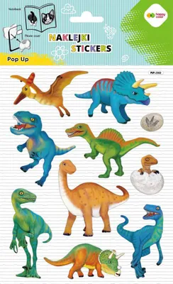 Zdjęcie produktu dla Naklejki dekoracyjne Pop Up 3D Dino World Dinozaury Happy Color