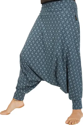 Produktbild von Afghani Hose aus Baumwolle, Organic Haremshose, Pluderhose, Yogahose, Aladinhose - Majolica, Damen, Blau, Elasthan,Baumwolle(Bio), Größe: XL