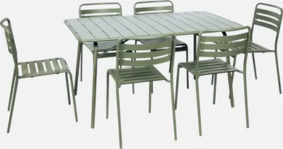 Produktbild von sweeek - Klappbarer Gartentisch aus Stahl mit 6 Stühlen - Grün