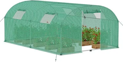 Produktbild von Gewächshaus Foliengewächshaus 3x4 m Folientunnel Tomatengewächshaus Tomatenhaus 12 m? mit 4 Fenster Treibhaus Tomatendach Gartengewächshäuser für Anzucht & Pflanzenzucht