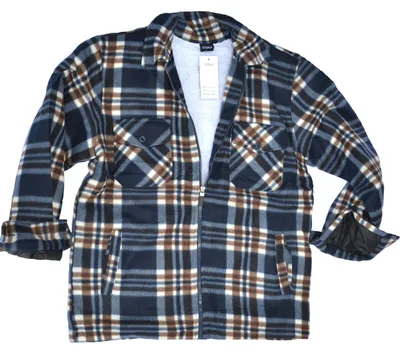 Produktbild von Herren Holzfäller Hemd Kariert Thermo Gefüttert Jacke Flanell Fleece 2023/24 Gold-Navy 3XL-XXXL