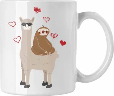 Produktbild von Trendation - LLama Alpaka Faultier Tasse Grafik Geschenk Lustig (Weiß)