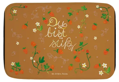 Produktbild von Mr. & Mrs. Panda Badteppich Erdbeeren Süß - Geschenk, Dekoration, Badezimmerteppich, Badvorleger, Badematte, duschmatte, Badezimmer Matte, Freundin, Deko, Erdbeere