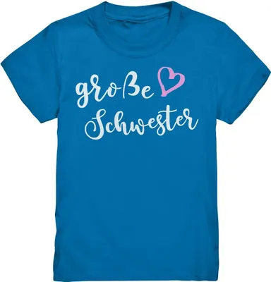Produktbild von Große Schwester T-Shirt Herz Liebe Große Schwester Geschenk – Royal Blue / 98/104 (3-4)