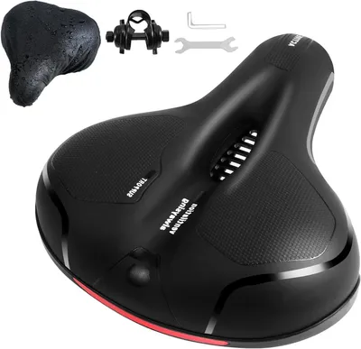 Imagen del producto de Ensilla de bicicletas - Ensilla cómoda - Largas excursiones en bicicleta - Diseño de vacaciones respirable - 5 cm Espesor - Negro