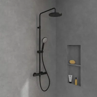 Obrázek produktu pro Sprchový systém V&B Universal Showers TH, s přepínačem, 3-cestný, nástěnná montáž, matná modrá