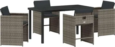 Produktbild von vidaXL Garten Essgruppe 5 pcs Grau Poly-Rattan