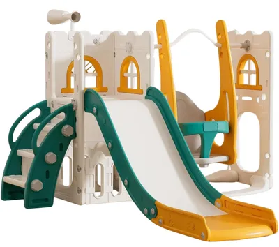 Image de Maisonnette de jeu avec toboggan et balançoire pour enfants