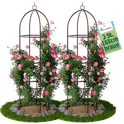 Produktbild von TTL GARDEN Rankhilfe Obelisk L 165x40cm braun 2er Set – Rankgitter Metall