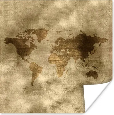 Produktbild von MuchoWow® Poster Weltkarte - Gold - Braun 75x75 cm - Wand Dekoration
