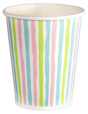Produktbild von Duni Pappbecher 0,2 L weiß Stripes multi - 10 Stück