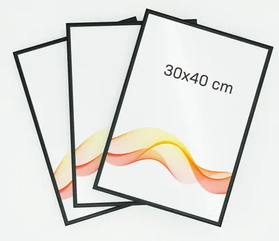 Produktbild von RAWWEST.BIS Alu Bilderrahmen 3er-Set: 30x40 cm mit Plexi Rahmen für Bilder und Poster, Schwarz