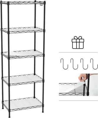Obrázek produktu pro Kovový regál 5patrový 44x29x130cm s nastavitelnými policemi do kuchyně nebo garáže