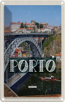 Produktbild von vianmo Blechschild 30x20 cm Porto Portugal Reisen Urlaub Brücke Ponte Dom Luís I Bildmotiv Reisemotiv Abenteuer