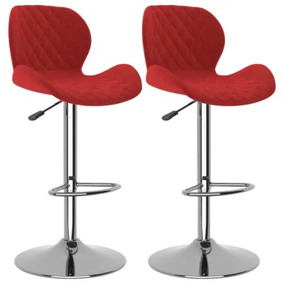 Produktbild von 2 Barhocker Weinrot Samt drehbar höhenverstellbar 48x51x(89-111)cm
