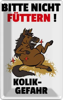 Produktbild von vianmo Blechschild 18x12 cm bitte nicht füttern Pferd Kolik Spruch Zitat