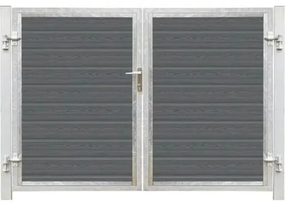 Produktbild von Doppeltor PLUS Artura Verbundwerkstoff inkl. Pfosten silber zum Einbetonieren 213 x 135 cm schiefergrau