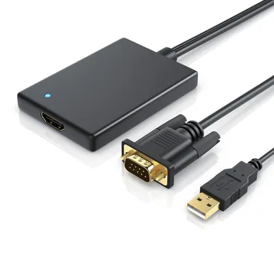Obrázok produktu pre CSL adaptér VGA na HDMI 1080p Full HD, prevodník, samec na samicu pre počítač, stolný počítač, notebook, PC, monitor, projektor