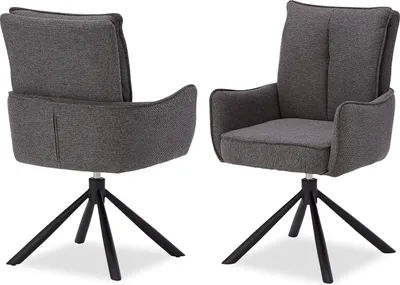 Image de Chaise de Salle à Manger Lot de 2 Moderne Tissu Anthracite Design Chaises de Cuisine Chaises pas Cher Fauteuils Rembourrée