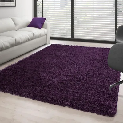 Produktbild von Weicher und flauschiger 30 mm langer, lilafarbener Shaggy-Teppich für Wohn- und Schlafzimmer 200x200 cm Rund