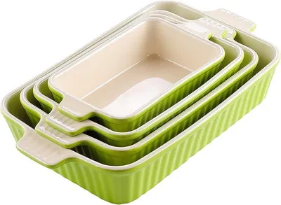 Imagen del producto de Recipientes de cerámica para hornear, juego de 4, grandes y pequeños, apilables