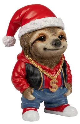 Produktbild von formano Faultier Weihnachtsfigur mit Goldkette handbemalt 27 cm