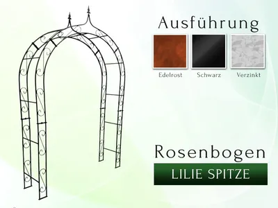 Immagine prodotto di Arco per rose HOLLAND Punte a giglio Larghezza totale 1,20 m Ruggine nobile Pergola Arco per rose in metallo Arco da giardino Colonna per rose