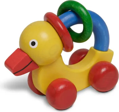 Produktbild von nic Holzente Spielzeug - buntes Nachziehtier für Kinder