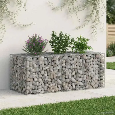 Imagen del producto de Maison Exclusive - Jardín vertical elevado de gaviones, 140 x 60 x 55 cm, acero galvanizado, color plateado