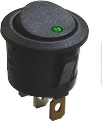 Immagine prodotto di Interruttore a levetta rotondo, LED verde, 12 V