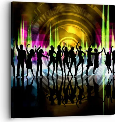 Produktbild von Bild auf Leinwand - Leinwandbild - Disco Musik Tanz Spaß - 40x40cm - Wand Bild - Wanddeko - Leinwanddruck - Bilder - Kunstdruck - Wanddekoration - Leinwand bilder - Wandkunst - AC40x40-2580