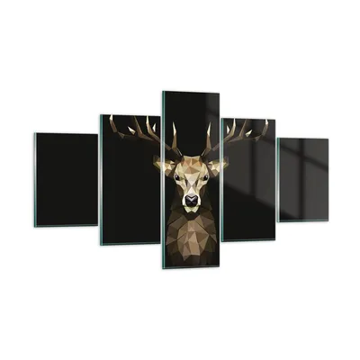 Produktbild von Bilder auf glas - 5 Teile - Geometrisch Hirsch Modern - 125x70cm - Glasbilder - Wandbilder - Bilder - zum Aufhängen bereit - Wanddekoration aus Glas - Glas Bilder - Wandbild auf Glas - GEA125x70-4215