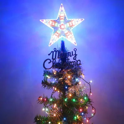 Produktbild von Christbaumspitze LED Stern Baumspitze Licht 8 Lichtmodi Batteriebetrieben Weihnachtsbeleuchtung Weihnachtsbaum Deko