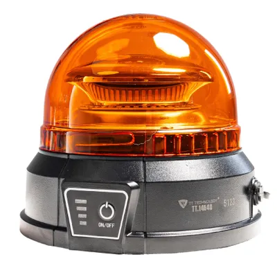 Obrázek produktu pro Výstražný AKU LED maják výdrž baterie až 16h, montáž na magnet, oranžový, 12-24V