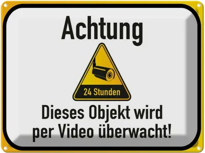 Produktbild von vianmo Blechschild 30x40 cm Achtung Objekt videoüberwacht Spruch Zitat