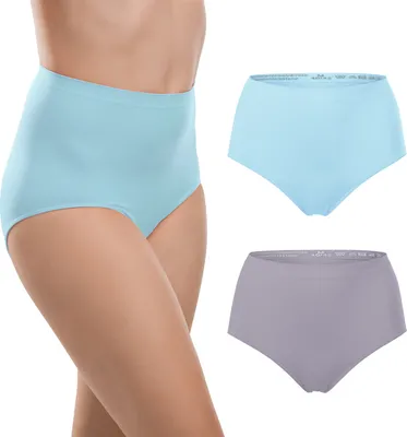 Produktbild von Celodoro Damen Seamless Taillenslip (2er Pack) - Hellblau Grau XL