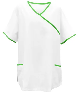 Produktbild von Schlupfkasack weiß, mit Paspel lemongreen, Größe S : S : lemon green : 50% Baumwolle 50% Polyester