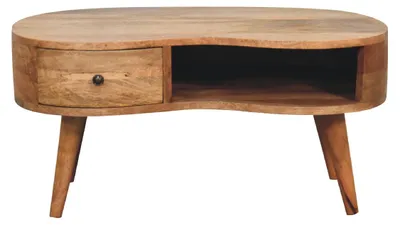 Produktbild von Artisan Furniture Massivholz-Couchtisch in Eichenoptik mit Wellenmuster