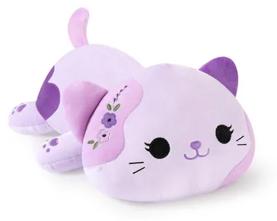 Productafbeelding van Pluche kat, knuffel, zacht knuffeldier, schattig katje, pluchen kussen, speelgoed, cadeau, paars, 30 cm