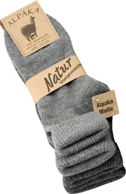 Produktbild von KB Alpaka Socken Damen warme Socken mit Umschlag grau - 2 Paar 35-38