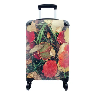 Produktbild von MuchoWow® Koffer Handgepäck Trolley Rollkoffer Kleine Reisekoffer mit 4 Rollen - Blätter - November - Herbst - Natur - Cabin Size < 55x40x23 cm & 55x40x20 cm - Fotokoffer - Kabinenkoffer - Boardgepäck - Reise-Box - Reisekoffer - Reisegepäck - Koffer mit Bild - Trolley für Kinder