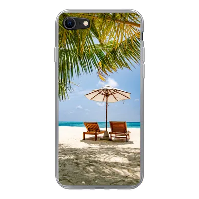 Produktbild von MuchoWow® Handyhülle Schutzhülle Hülle für iPhone 8 Strandkorb - Sonnenschirm - Palme Silikon Softcase Handy Hülle - Schutzhaube