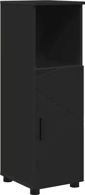 Image de vidaXL Armoire de salle de bain avec rangement avec porte noire 30 x 35 x 95 cm