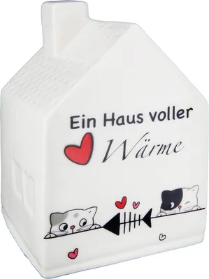 Produktbild von Gilde Spardose, Haus, "Cat Love", Katzenmotiv, Spruch,