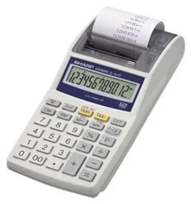 Produktbild von Sharp EL-1611PGY, Tasche, Druckrechner, 12 Ziffern, Wechselstrom/Batterie, Weiß