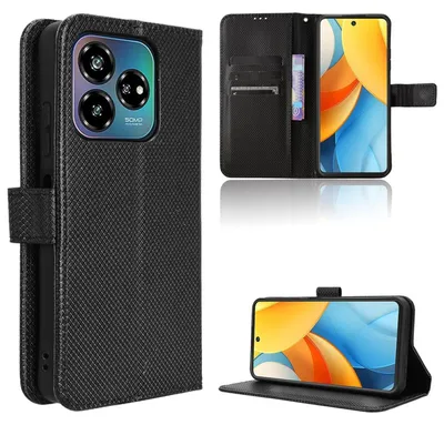 Obrázek produktu pro Pro ZTE Blade V60 Vita / Axon 60 Lite Pouzdro na mobilní telefon ze syntetické kůže s diamantovou texturou, černé