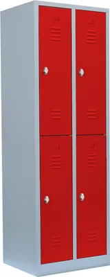 Produktbild von LÜLLMANN Spind feuerrot, lichtgrau 521224, 4 Schließfächer 60,0 x 50,0 x 195,0 cm