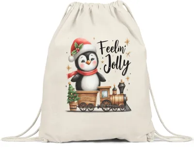 Produktbild von Feelin' Jolly Lustiges Pinguinmotiv Turnbeutel Geschenkidee witziges Design Weihnachten Geschenk für Pinguinfans