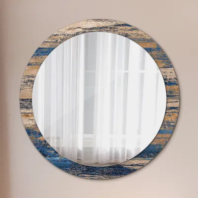 Produktbild von Wohnzimmer Spiegel - Badezimmerspiegel Wandspiegel zum Schlafzimmer – Schminkspiegel - Abstrakt Holz - Rund: Ø90cm